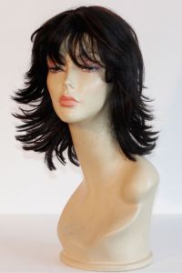 available for rent: Junee fashion wig in kanekalon, dark brown with nice red streks, wavy